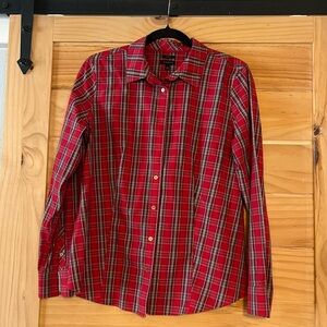 Talbots Red Plaid Button Down Shirt